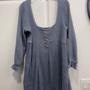 Free People Blue Waffle Knit Mini Dress
